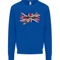 Supermarine Spitfire with the Union Jack Kids Sweatshirt Jumper Royal Blue