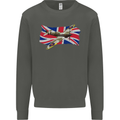 Supermarine Spitfire with the Union Jack Kids Sweatshirt Jumper Storm Grey