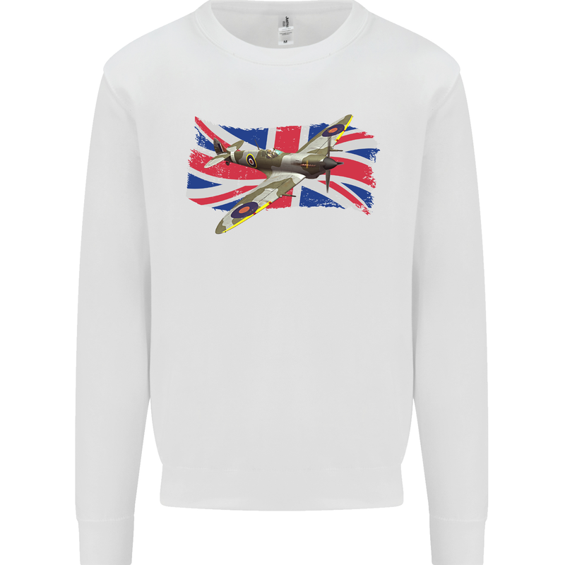 Supermarine Spitfire with the Union Jack Kids Sweatshirt Jumper White