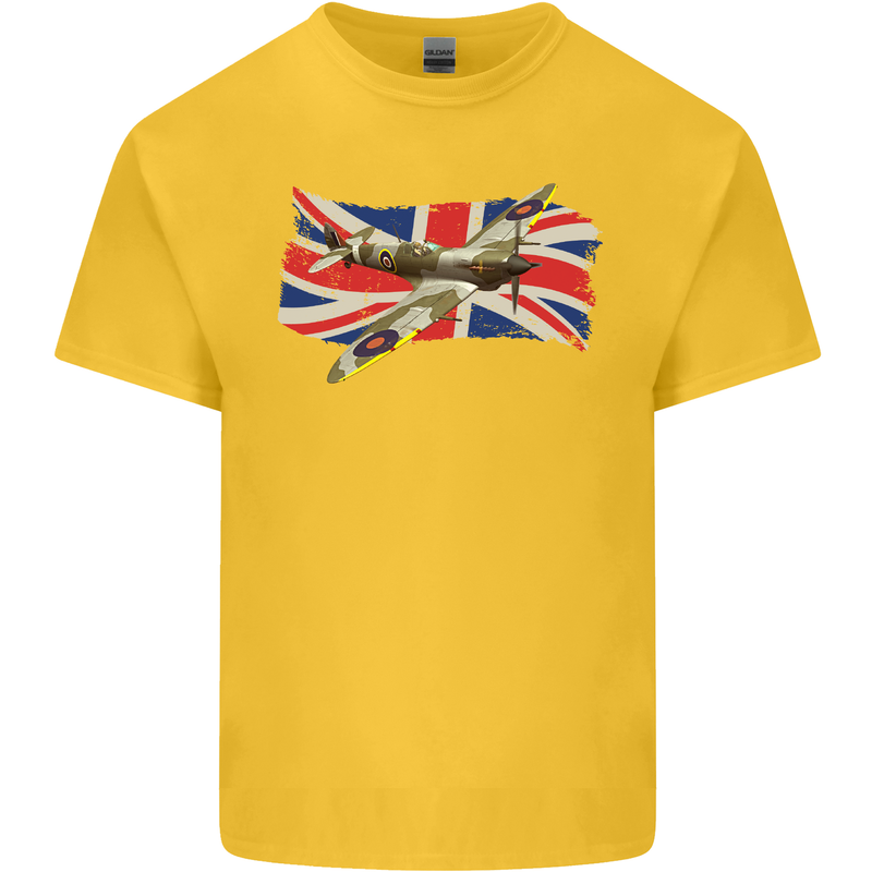 Supermarine Spitfire with the Union Jack Kids T-Shirt Childrens Yellow