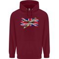 Supermarine Spitfire with the Union Jack Mens 80% Cotton Hoodie Maroon