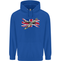 Supermarine Spitfire with the Union Jack Mens 80% Cotton Hoodie Royal Blue