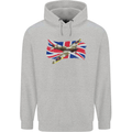Supermarine Spitfire with the Union Jack Mens 80% Cotton Hoodie Sports Grey