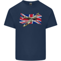 Supermarine Spitfire with the Union Jack Mens Cotton T-Shirt Tee Top Navy Blue