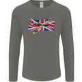 Supermarine Spitfire with the Union Jack Mens Long Sleeve T-Shirt Charcoal