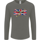 Supermarine Spitfire with the Union Jack Mens Long Sleeve T-Shirt Charcoal
