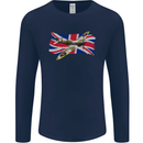 Supermarine Spitfire with the Union Jack Mens Long Sleeve T-Shirt Navy Blue