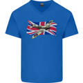 Supermarine Spitfire with the Union Jack Mens V-Neck Cotton T-Shirt Royal Blue