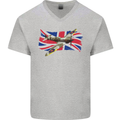 Supermarine Spitfire with the Union Jack Mens V-Neck Cotton T-Shirt Sports Grey