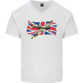 Supermarine Spitfire with the Union Jack Mens V-Neck Cotton T-Shirt White