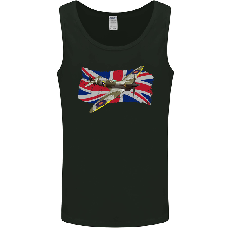 Supermarine Spitfire with the Union Jack Mens Vest Tank Top Black