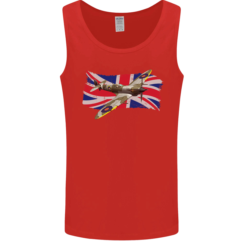 Supermarine Spitfire with the Union Jack Mens Vest Tank Top Red
