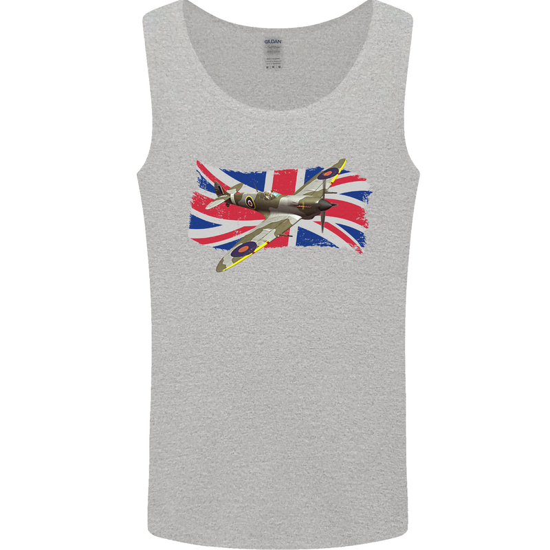 Supermarine Spitfire with the Union Jack Mens Vest Tank Top Sports Grey
