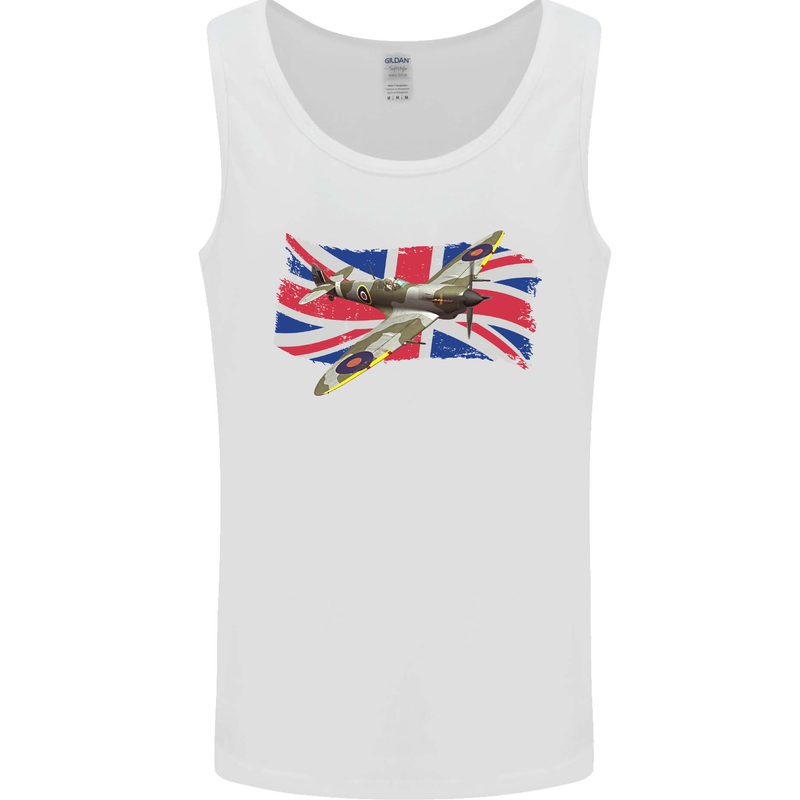 Supermarine Spitfire with the Union Jack Mens Vest Tank Top White