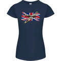 Supermarine Spitfire with the Union Jack Womens Petite Cut T-Shirt Navy Blue