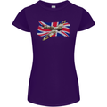 Supermarine Spitfire with the Union Jack Womens Petite Cut T-Shirt Purple