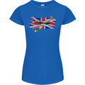 Supermarine Spitfire with the Union Jack Womens Petite Cut T-Shirt Royal Blue