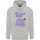 Support Your Local Planet Climate Change Childrens Kids Hoodie Sports Grey