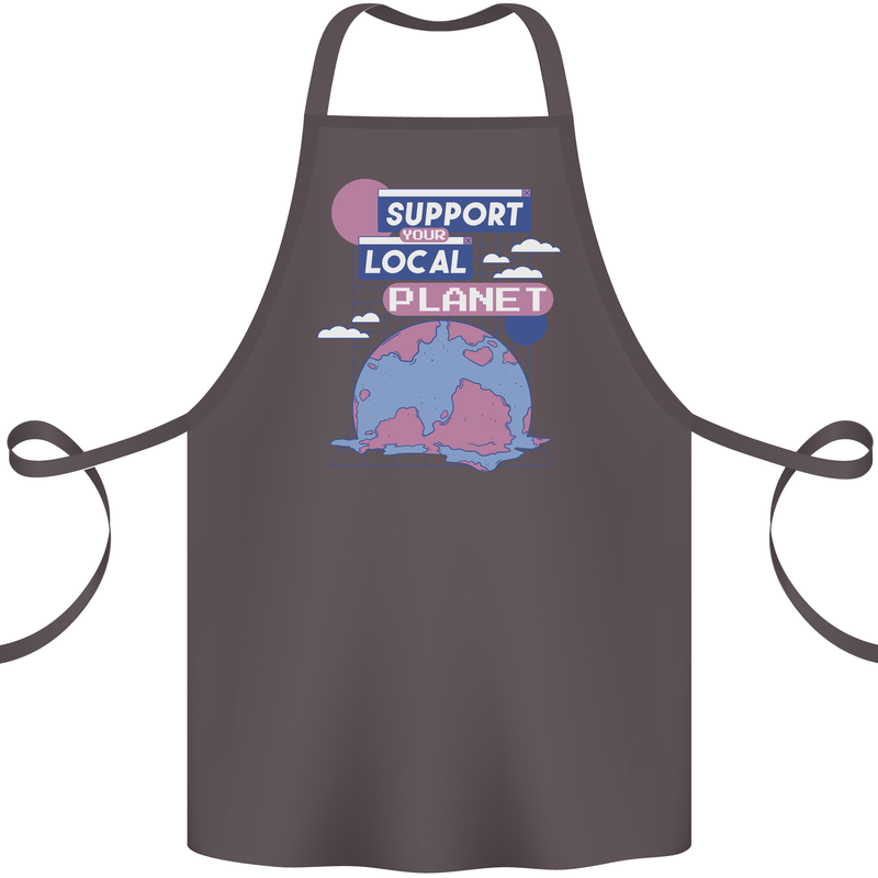 Support Your Local Planet Climate Change Cotton Apron 100% Organic Dark Grey