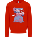 Support Your Local Planet Climate Change Kids Sweatshirt Jumper Bright Red