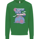 Support Your Local Planet Climate Change Kids Sweatshirt Jumper Irish Green