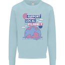 Support Your Local Planet Climate Change Kids Sweatshirt Jumper Light Blue