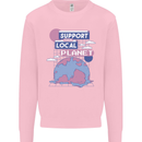 Support Your Local Planet Climate Change Kids Sweatshirt Jumper Light Pink