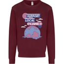 Support Your Local Planet Climate Change Kids Sweatshirt Jumper Maroon