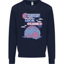 Support Your Local Planet Climate Change Kids Sweatshirt Jumper Navy Blue