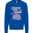 Support Your Local Planet Climate Change Kids Sweatshirt Jumper Royal Blue