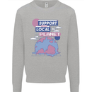 Support Your Local Planet Climate Change Kids Sweatshirt Jumper Sports Grey