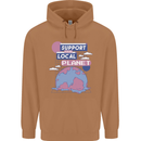 Support Your Local Planet Climate Change Mens 80% Cotton Hoodie Caramel Latte