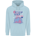 Support Your Local Planet Climate Change Mens 80% Cotton Hoodie Light Blue