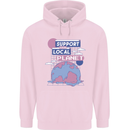 Support Your Local Planet Climate Change Mens 80% Cotton Hoodie Light Pink
