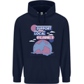 Support Your Local Planet Climate Change Mens 80% Cotton Hoodie Navy Blue