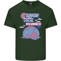 Support Your Local Planet Climate Change Mens Cotton T-Shirt Tee Top Forest Green