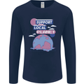 Support Your Local Planet Climate Change Mens Long Sleeve T-Shirt Navy Blue