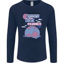 Support Your Local Planet Climate Change Mens Long Sleeve T-Shirt Navy Blue