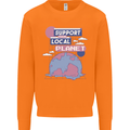 Support Your Local Planet Climate Change Mens Sweatshirt Jumper Orange