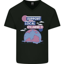 Support Your Local Planet Climate Change Mens V-Neck Cotton T-Shirt Black