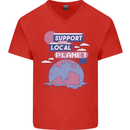 Support Your Local Planet Climate Change Mens V-Neck Cotton T-Shirt Red