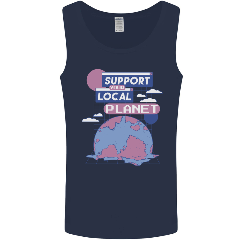 Support Your Local Planet Climate Change Mens Vest Tank Top Navy Blue