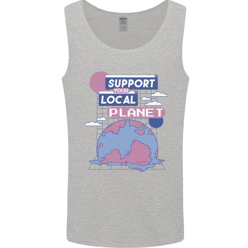 Support Your Local Planet Climate Change Mens Vest Tank Top Sports Grey