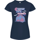 Support Your Local Planet Climate Change Womens Petite Cut T-Shirt Navy Blue
