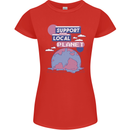 Support Your Local Planet Climate Change Womens Petite Cut T-Shirt Red