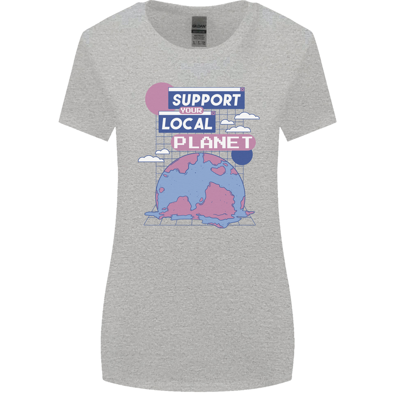 Support Your Local Planet Climate Change Womens Wider Cut T-Shirt Sports Grey