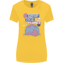 Support Your Local Planet Climate Change Womens Wider Cut T-Shirt Yellow