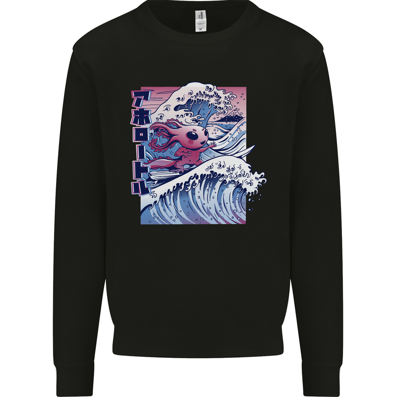 Surfing Axoloti Surfer Kids Sweatshirt Jumper Black