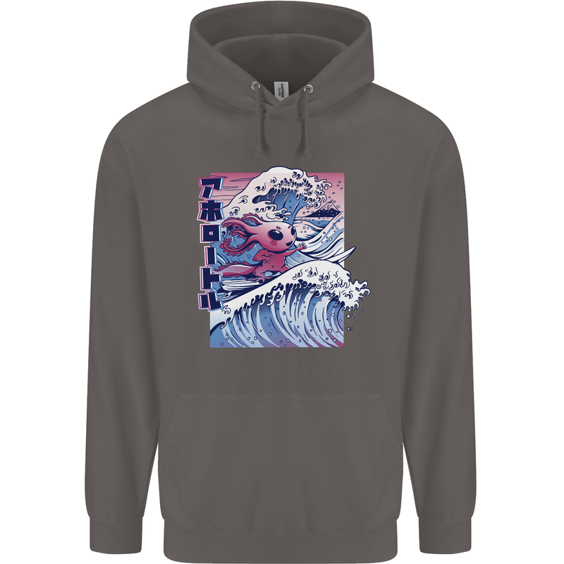 Surfing Axoloti Surfer Mens 80% Cotton Hoodie Charcoal