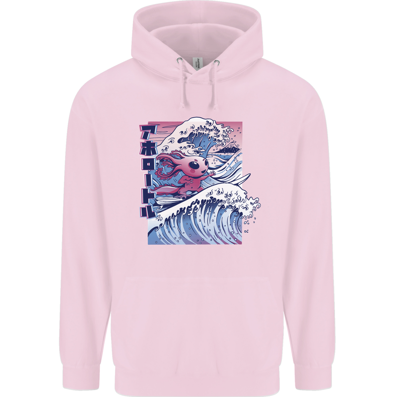 Surfing Axoloti Surfer Mens 80% Cotton Hoodie Light Pink